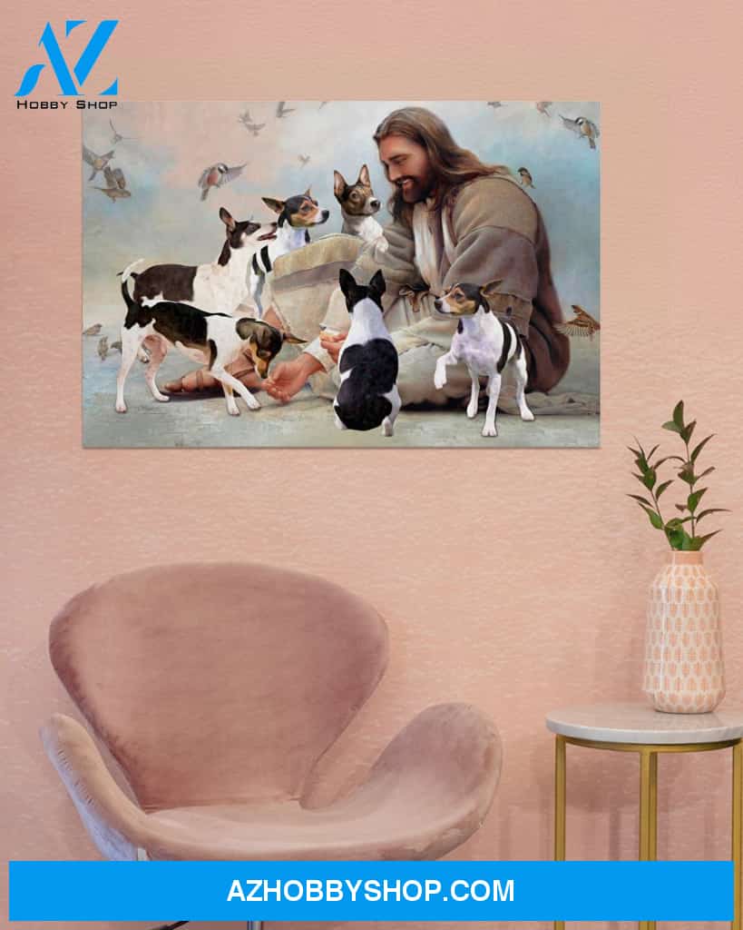 Famille Gift - God surrounded by Rat Terrier angels - Poster/Canvas