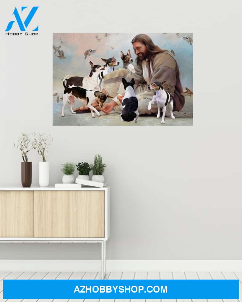 Famille Gift - God surrounded by Rat Terrier angels - Poster/Canvas