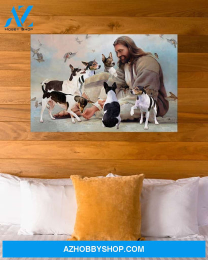 Famille Gift - God surrounded by Rat Terrier angels - Poster/Canvas