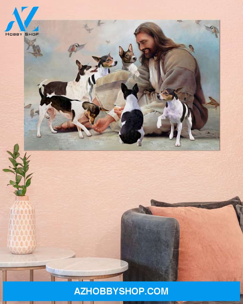 Famille Gift - God surrounded by Rat Terrier angels - Poster/Canvas