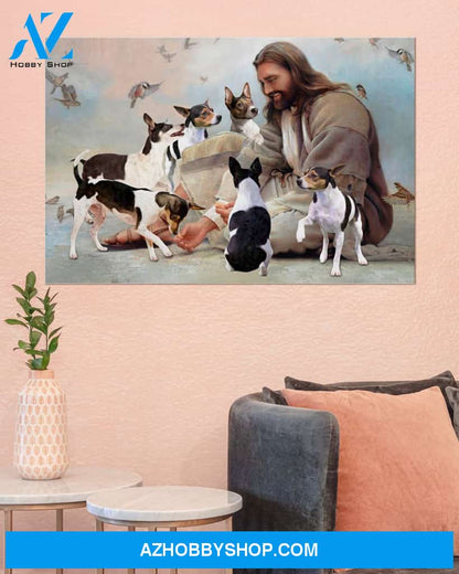 Famille Gift - God surrounded by Rat Terrier angels - Poster/Canvas