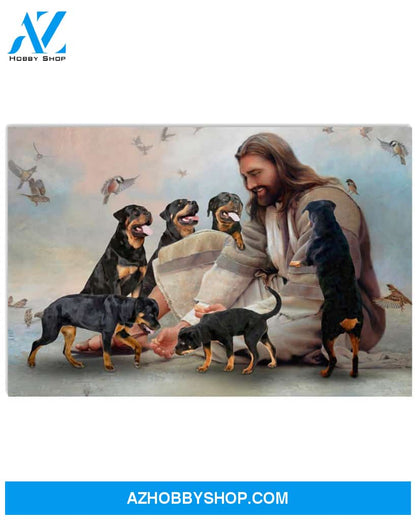 Famille Gift - God surrounded by Rottweiler angels - Poster/Canvas