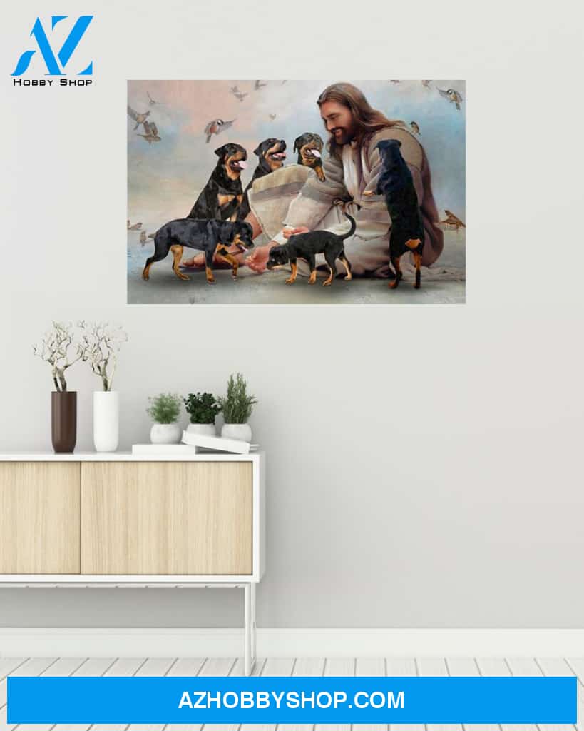 Famille Gift - God surrounded by Rottweiler angels - Poster/Canvas