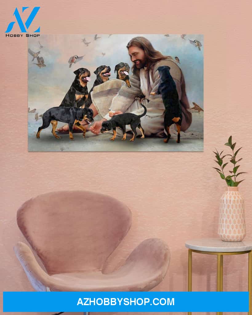 Famille Gift - God surrounded by Rottweiler angels - Poster/Canvas