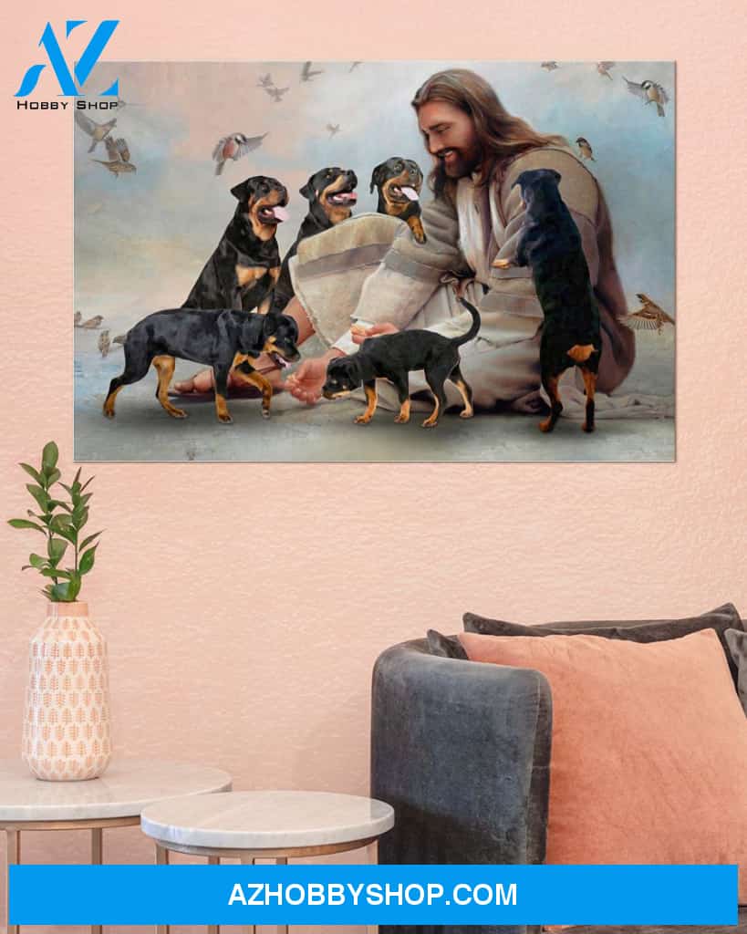 Famille Gift - God surrounded by Rottweiler angels - Poster/Canvas