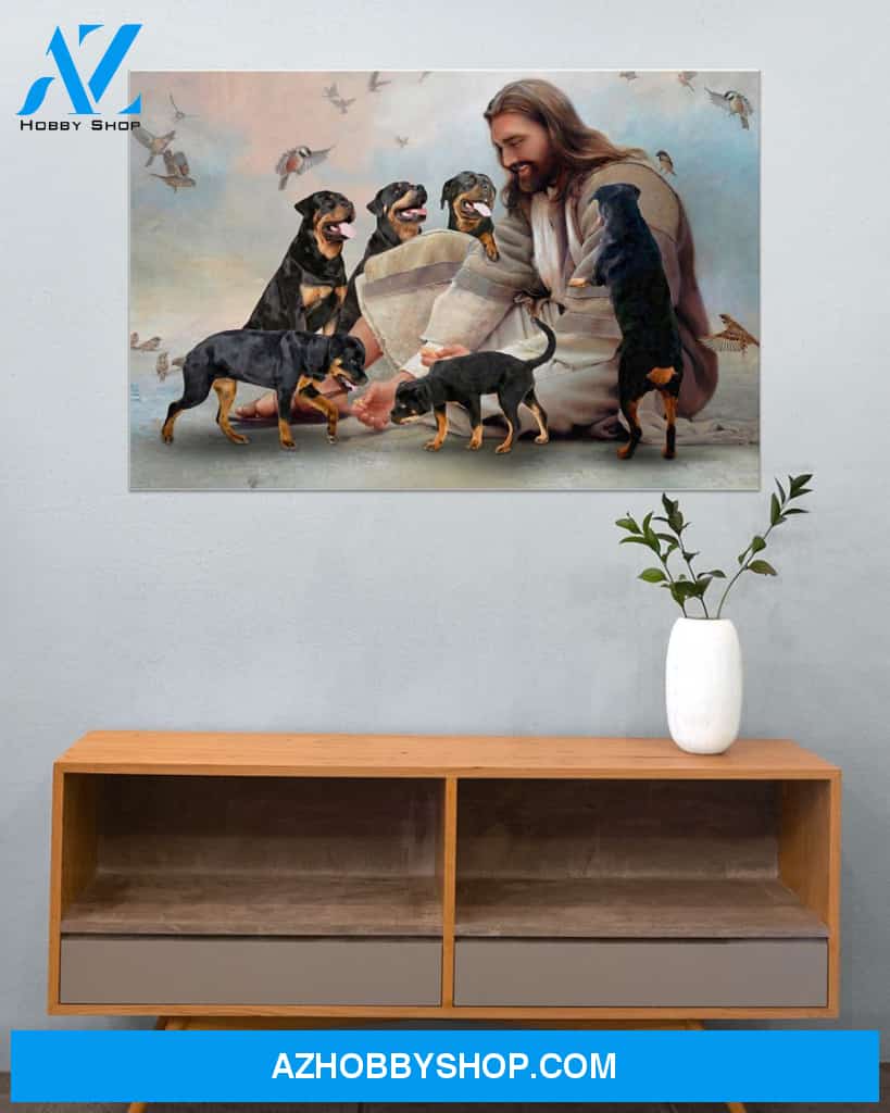 Famille Gift - God surrounded by Rottweiler angels - Poster/Canvas