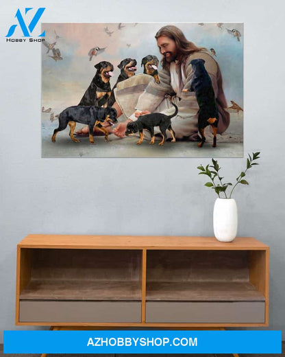 Famille Gift - God surrounded by Rottweiler angels - Poster/Canvas