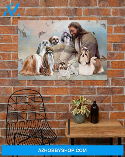 Famille Gift - God surrounded by Shih Tzu angels - Poster/Canvas