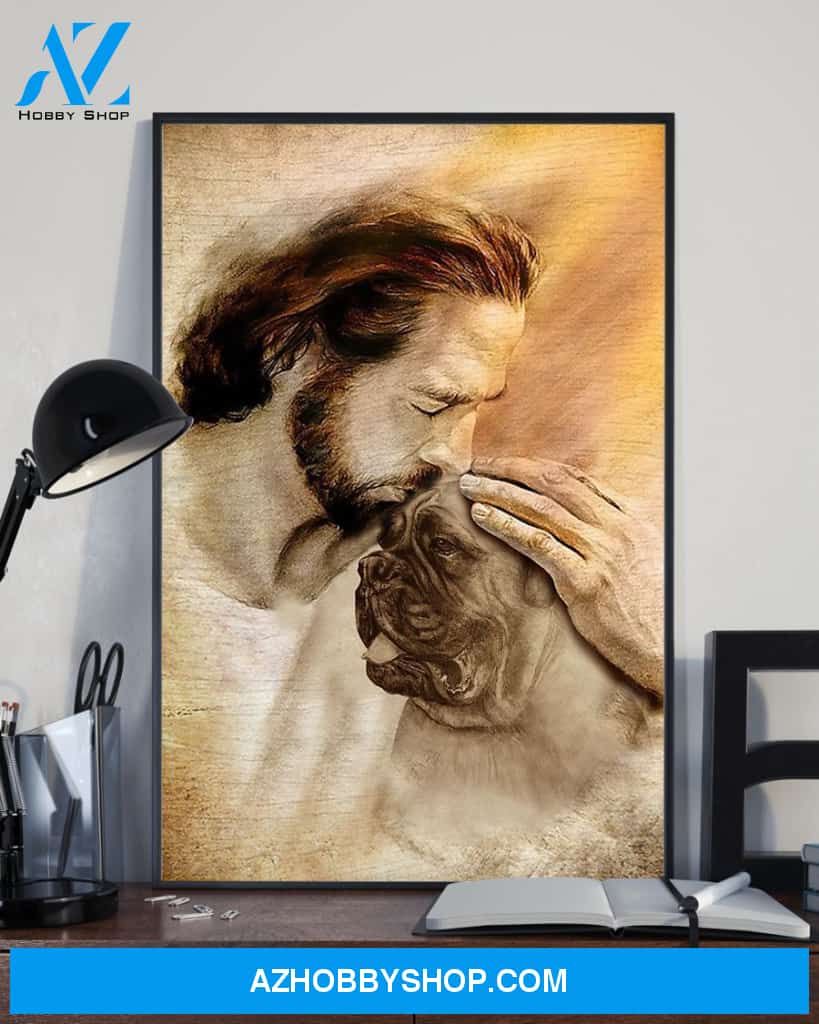 Famille Gift - Jesus with Bullmastiff - Poster/Canvas