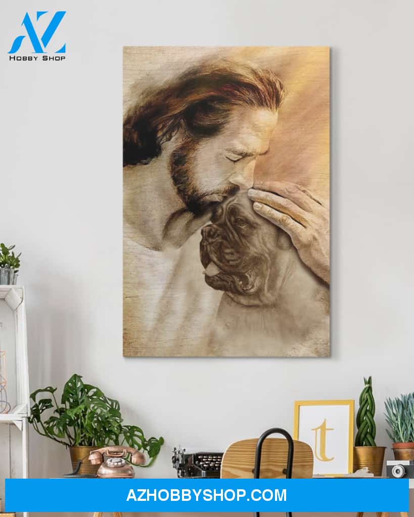 Famille Gift - Jesus with Bullmastiff - Poster/Canvas