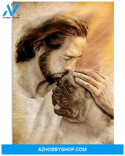 Famille Gift - Jesus with Bullmastiff - Poster/Canvas