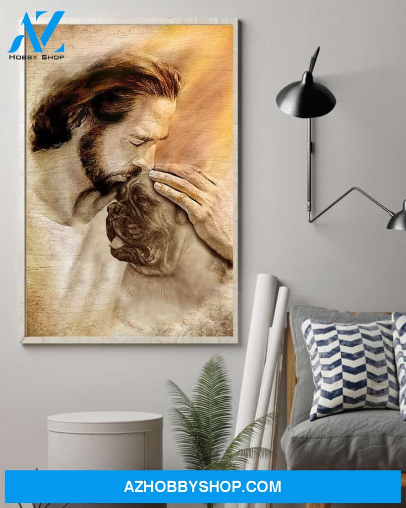 Famille Gift - Jesus with Bullmastiff - Poster/Canvas