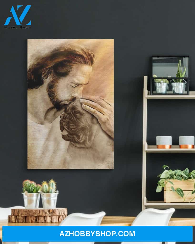 Famille Gift - Jesus with Bullmastiff - Poster/Canvas
