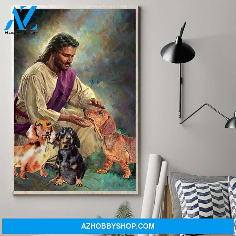 Famille Gift - Jesus with Dachshunds - Poster/Canvas