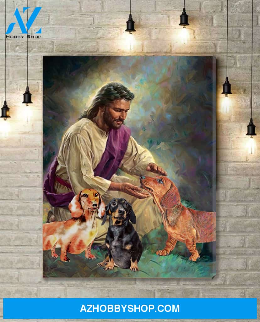 Famille Gift - Jesus with Dachshunds - Poster/Canvas
