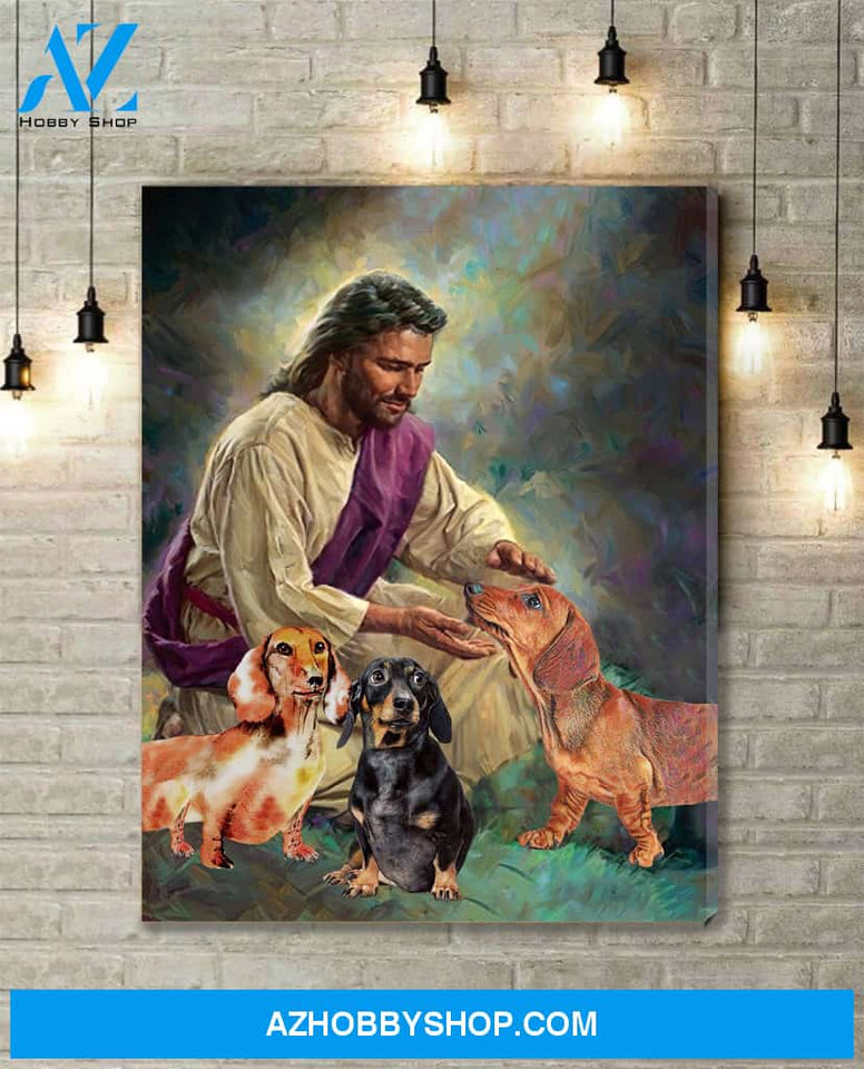 Famille Gift - Jesus with Dachshunds - Poster/Canvas