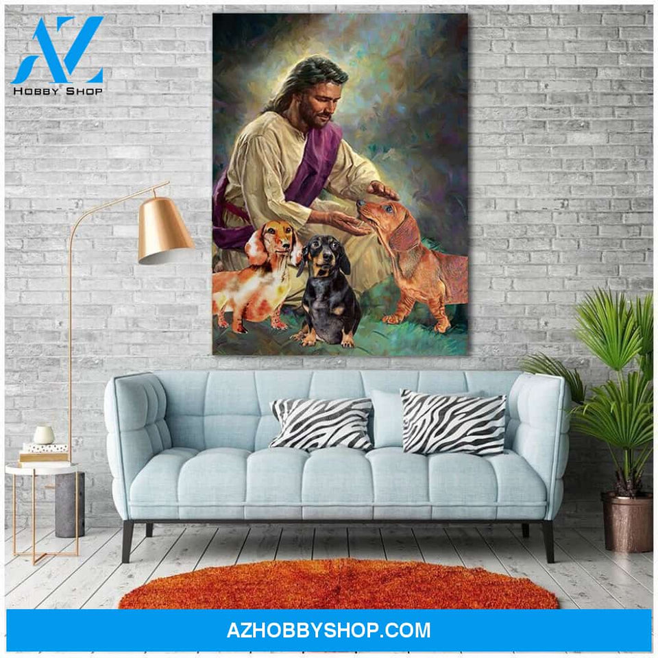 Famille Gift - Jesus with Dachshunds - Poster/Canvas