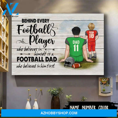 Famille Gift - Personalize Canvas - Special Gift to Football Dad - Behind Football Player/Home Decor