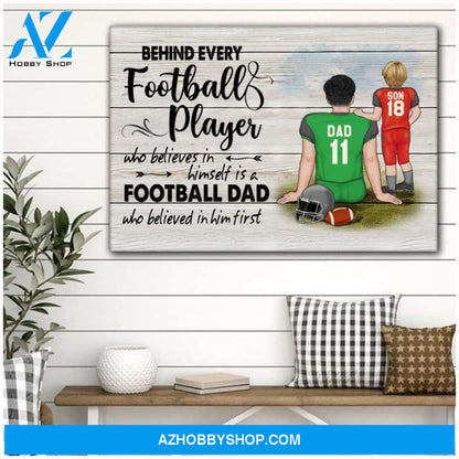 Famille Gift - Personalize Canvas - Special Gift to Football Dad - Behind Football Player/Home Decor