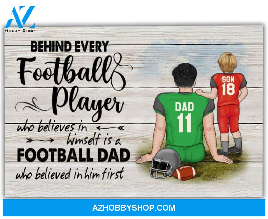 Famille Gift - Personalize Canvas - Special Gift to Football Dad - Behind Football Player/Home Decor