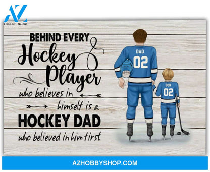 Famille Gift - Personalize Canvas - Special Gift to Hockey Dad - Behind Hockey Player/Home Decor