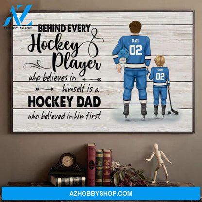 Famille Gift - Personalize Canvas - Special Gift to Hockey Dad - Behind Hockey Player/Home Decor