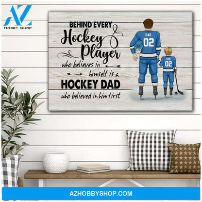 Famille Gift - Personalize Canvas - Special Gift to Hockey Dad - Behind Hockey Player/Home Decor