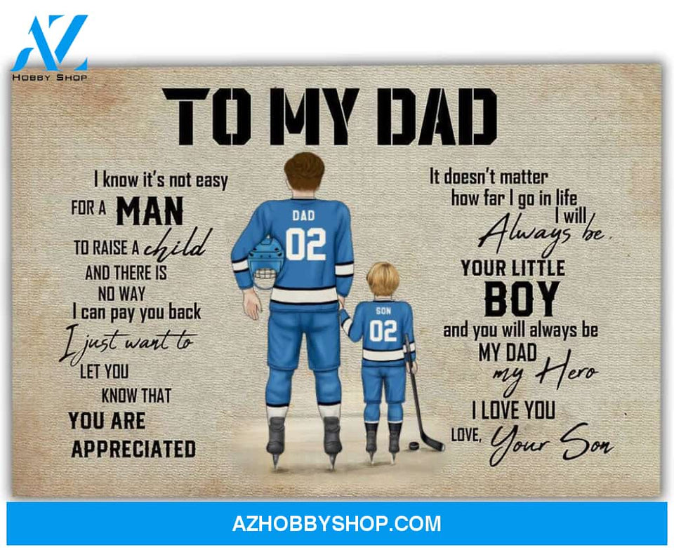 Famille Gift - Personalize Canvas - Special Gift to Hockey Dad - To My Dad Canvas/Home Decor
