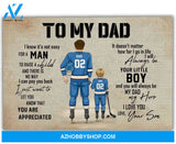 Famille Gift - Personalize Canvas - Special Gift to Hockey Dad - To My Dad Canvas/Home Decor