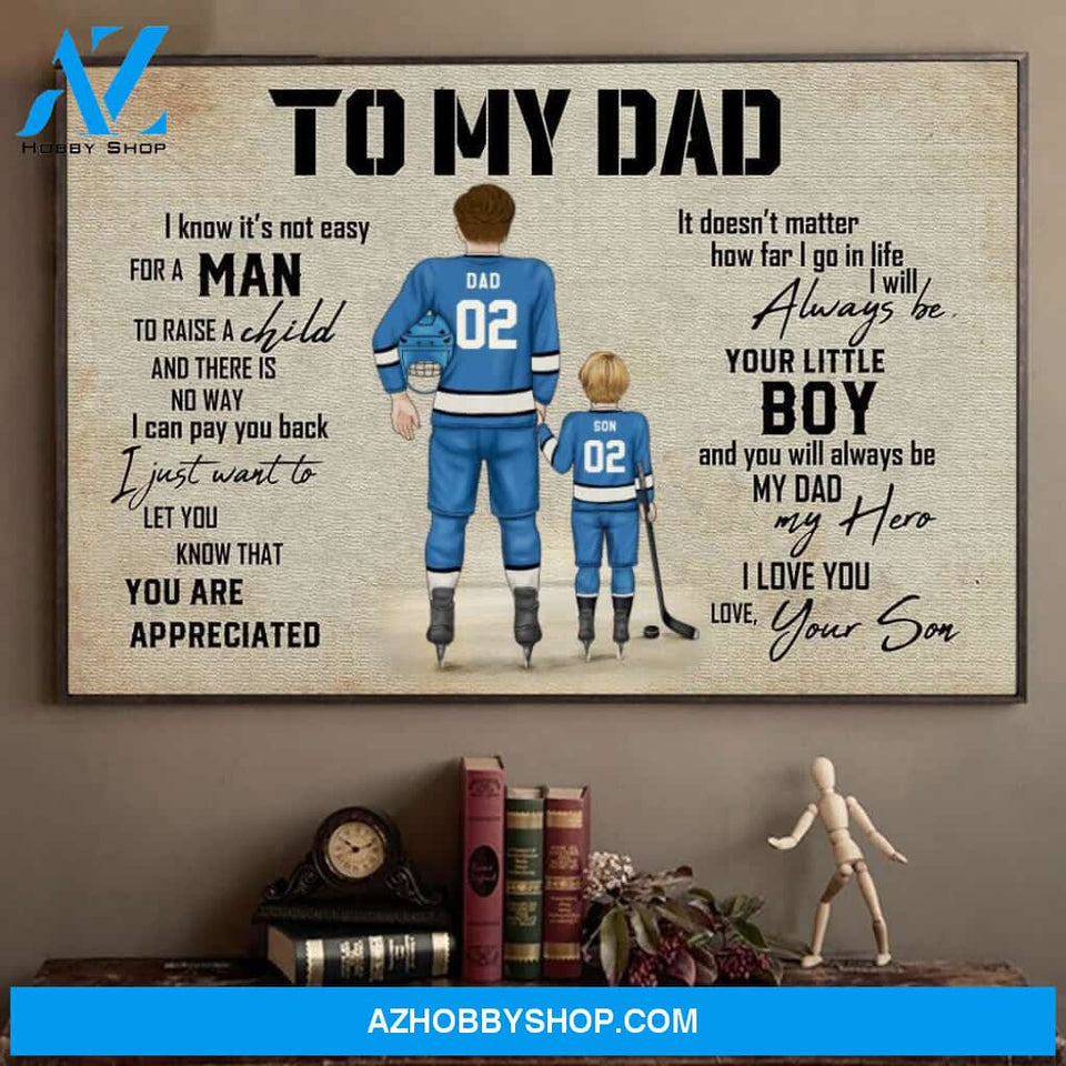 Famille Gift - Personalize Canvas - Special Gift to Hockey Dad - To My Dad Canvas/Home Decor