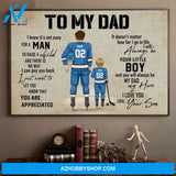 Famille Gift - Personalize Canvas - Special Gift to Hockey Dad - To My Dad Canvas/Home Decor