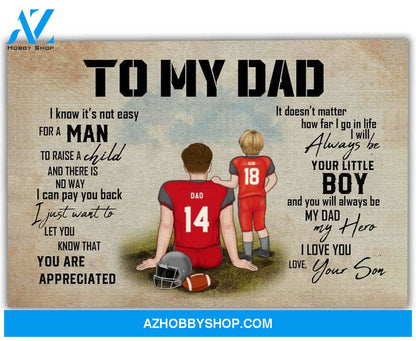 Famille Gift - Personalize Poster/Canvas - Special Gift to Football Dad - To My Dad - Poster/Canvas/Home Decor