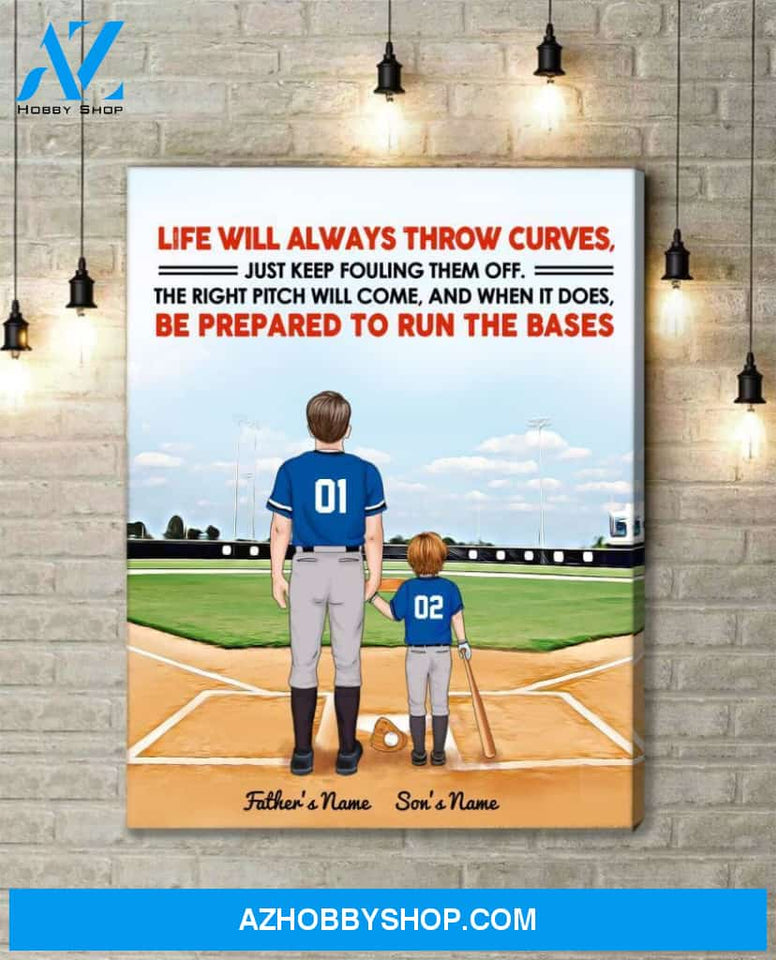 Famille Gift - Personalized Baseball Life Poster/Canvas -Dad/Mom and Son/Daughter.