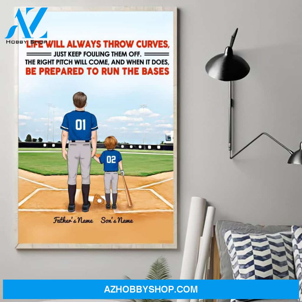 Famille Gift - Personalized Baseball Life Poster/Canvas -Dad/Mom and Son/Daughter.