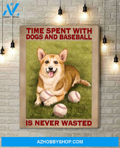 Famille Gift - Poster/Canvas - Baseball and Corgi