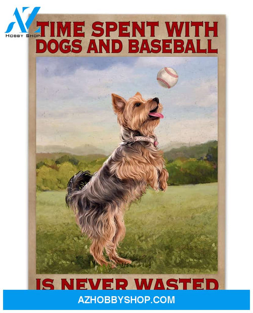 Famille Gift - Poster/Canvas - Baseball and Yorshire Terrier