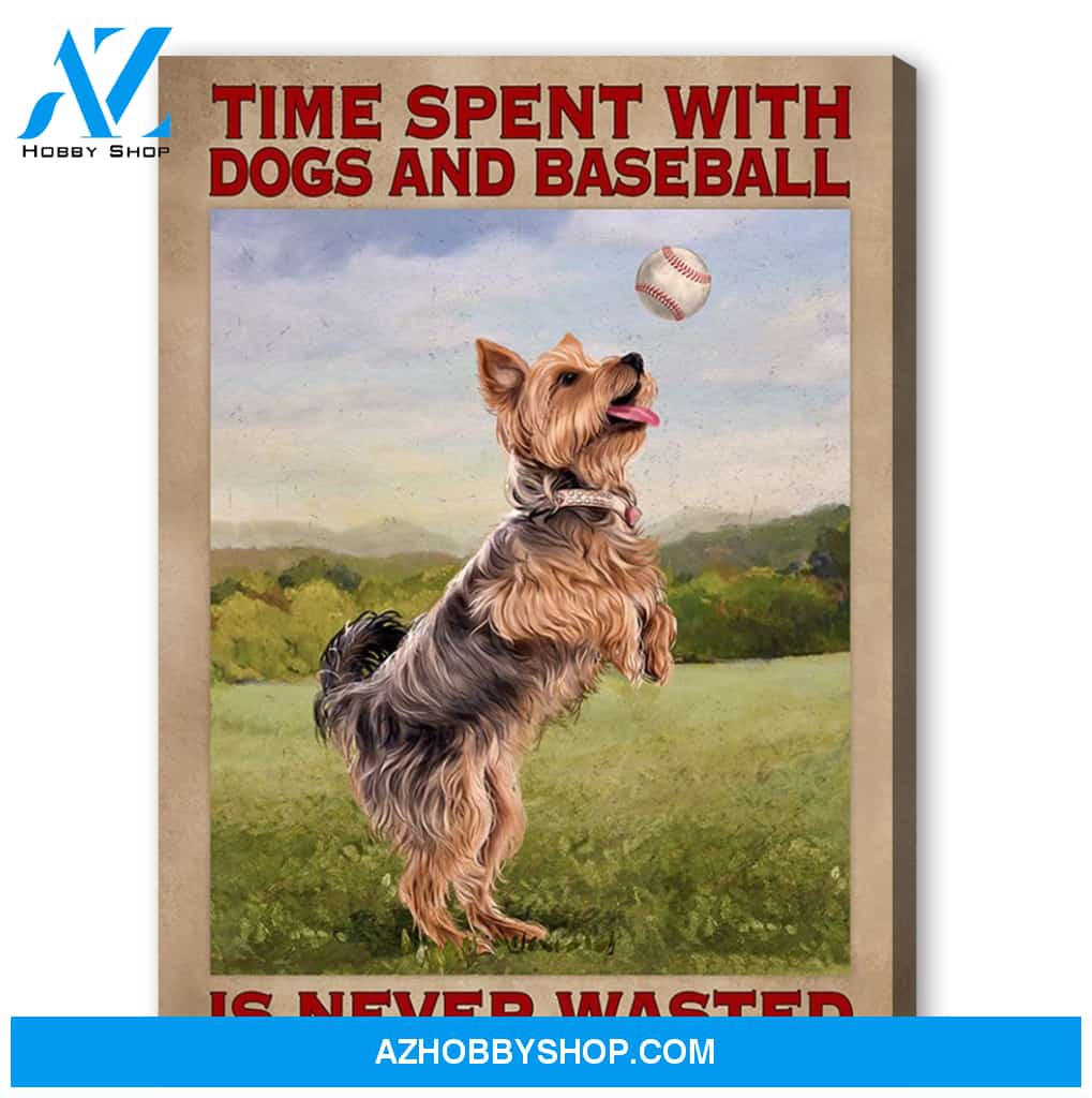Famille Gift - Poster/Canvas - Baseball and Yorshire Terrier