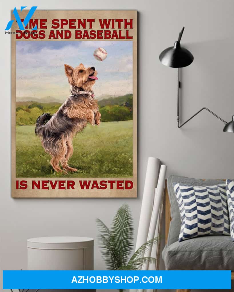 Famille Gift - Poster/Canvas - Baseball and Yorshire Terrier