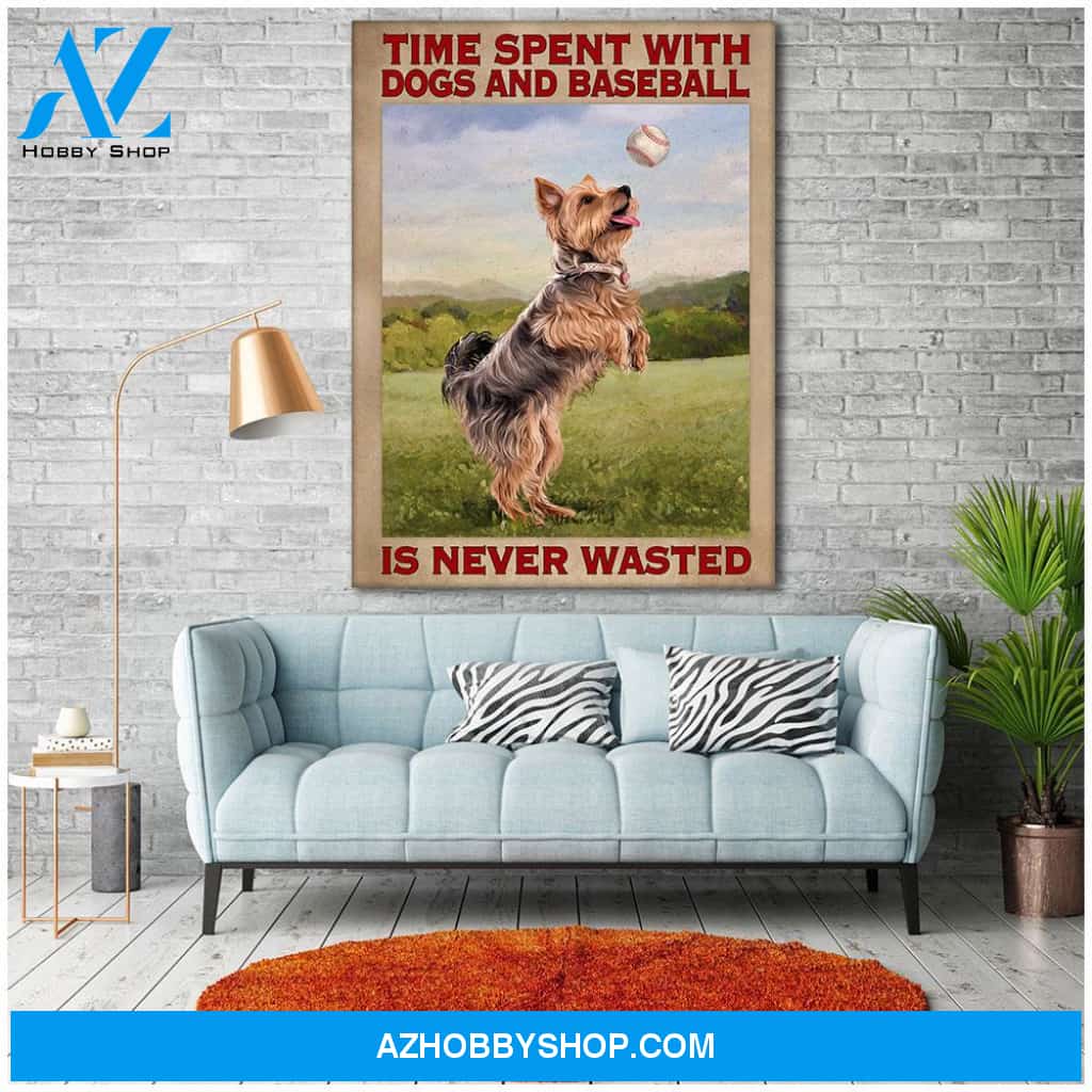 Famille Gift - Poster/Canvas - Baseball and Yorshire Terrier
