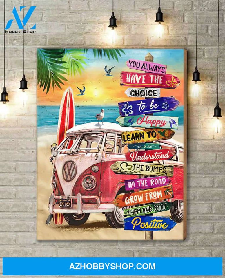 Famille Gift - Poster/Canvas - Summer Beach And Hippie Camper Van