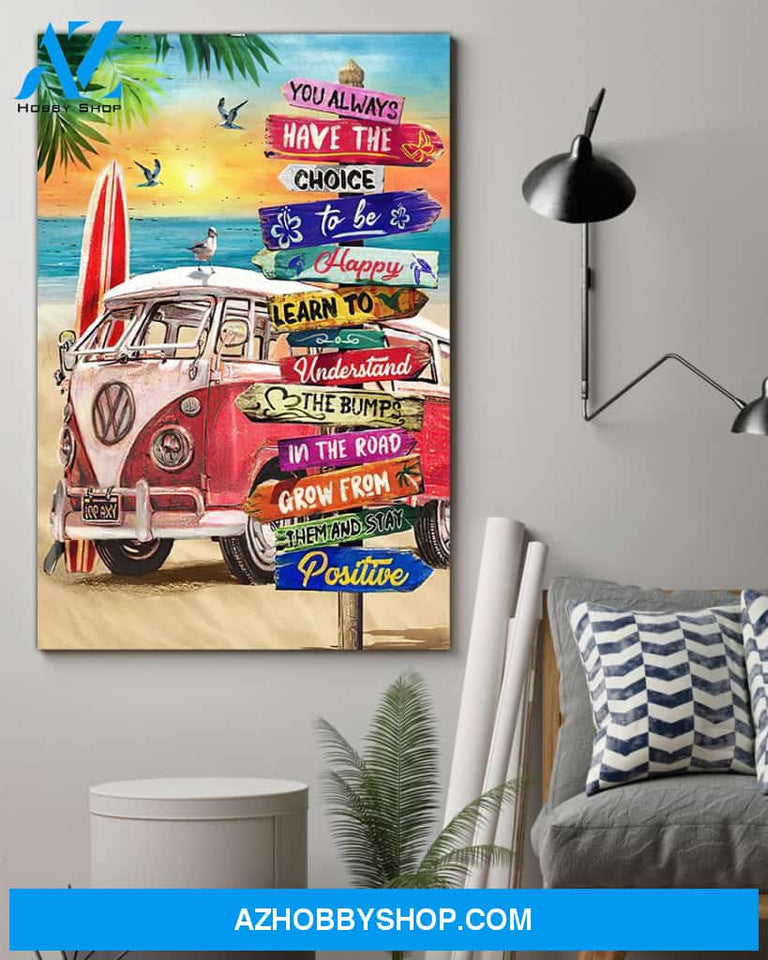 Famille Gift - Poster/Canvas - Summer Beach And Hippie Camper Van