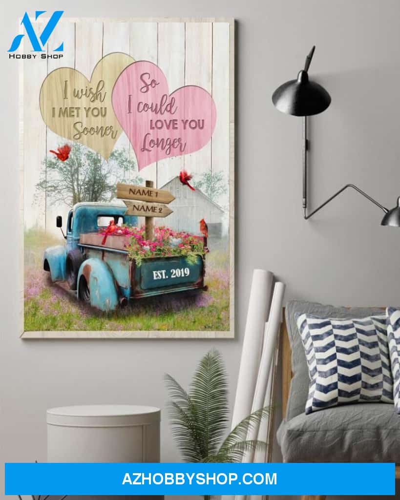 Famille Gift- Romantic Blue Truck Farmhouse - Farmer Customized Poster & Canvas