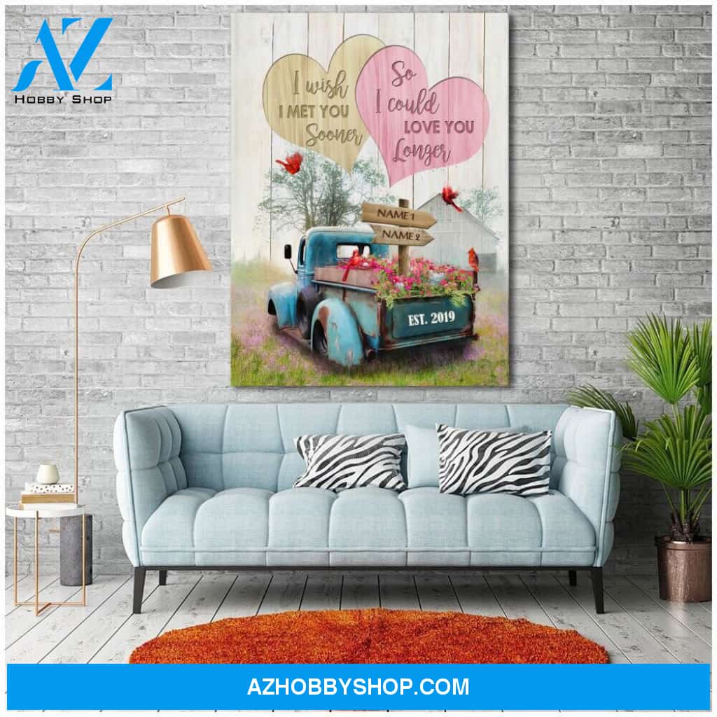 Famille Gift- Romantic Blue Truck Farmhouse - Farmer Customized Poster & Canvas
