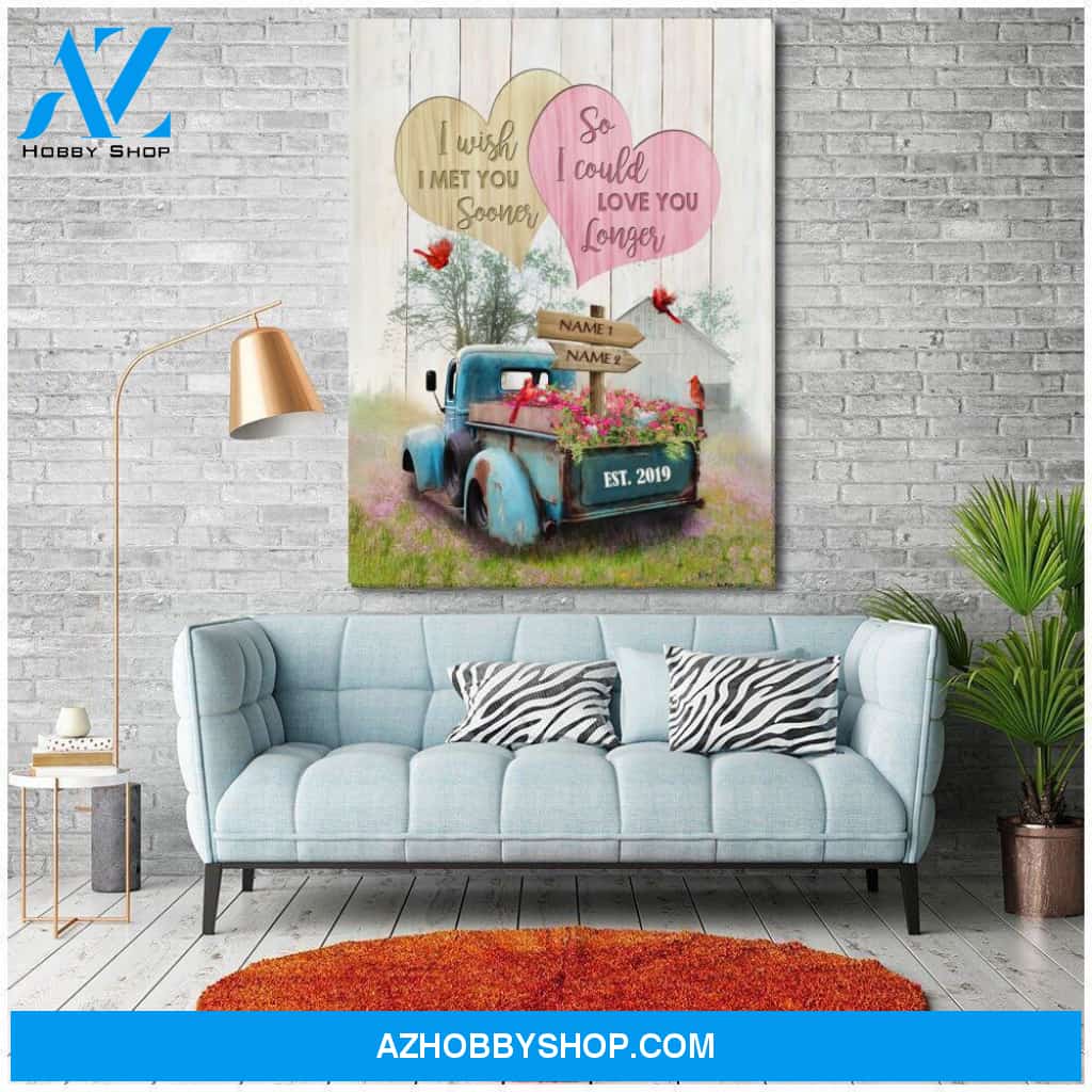 Famille Gift- Romantic Blue Truck Farmhouse - Farmer Customized Poster & Canvas