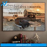 Famille Gift- Romantic Old Barn and Couple Pick up Truck - Farmer Customized Poster