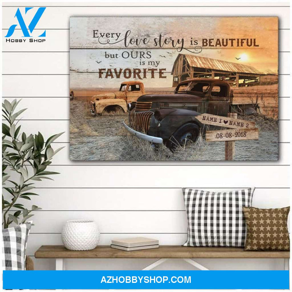 Famille Gift- Romantic Old Barn and Couple Pick up Truck - Farmer Customized Poster
