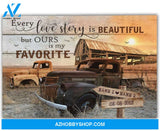 Famille Gift- Romantic Old Barn and Couple Pick up Truck - Farmer Customized Poster