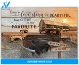 Famille Gift- Romantic Old Barn and Couple Pick up Truck - Farmer Customized Poster