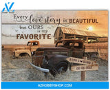 Famille Gift- Romantic Old Barn and Couple Pick up Truck - Farmer Customized Poster