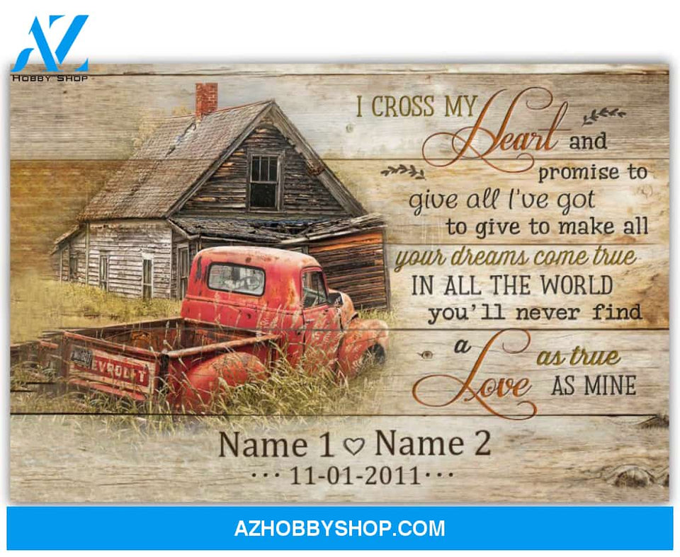 Famille Gift - Romantic Old Barn and Pickup Truck - Farmer Customized Poster & Canvas